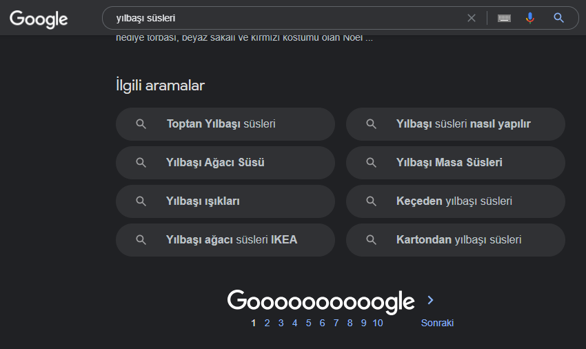 google ilgili aramalar