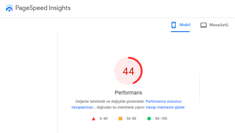 Mobil cihazlarda site açılma hızı
