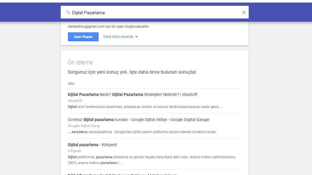Google Alerts Sonuçlar