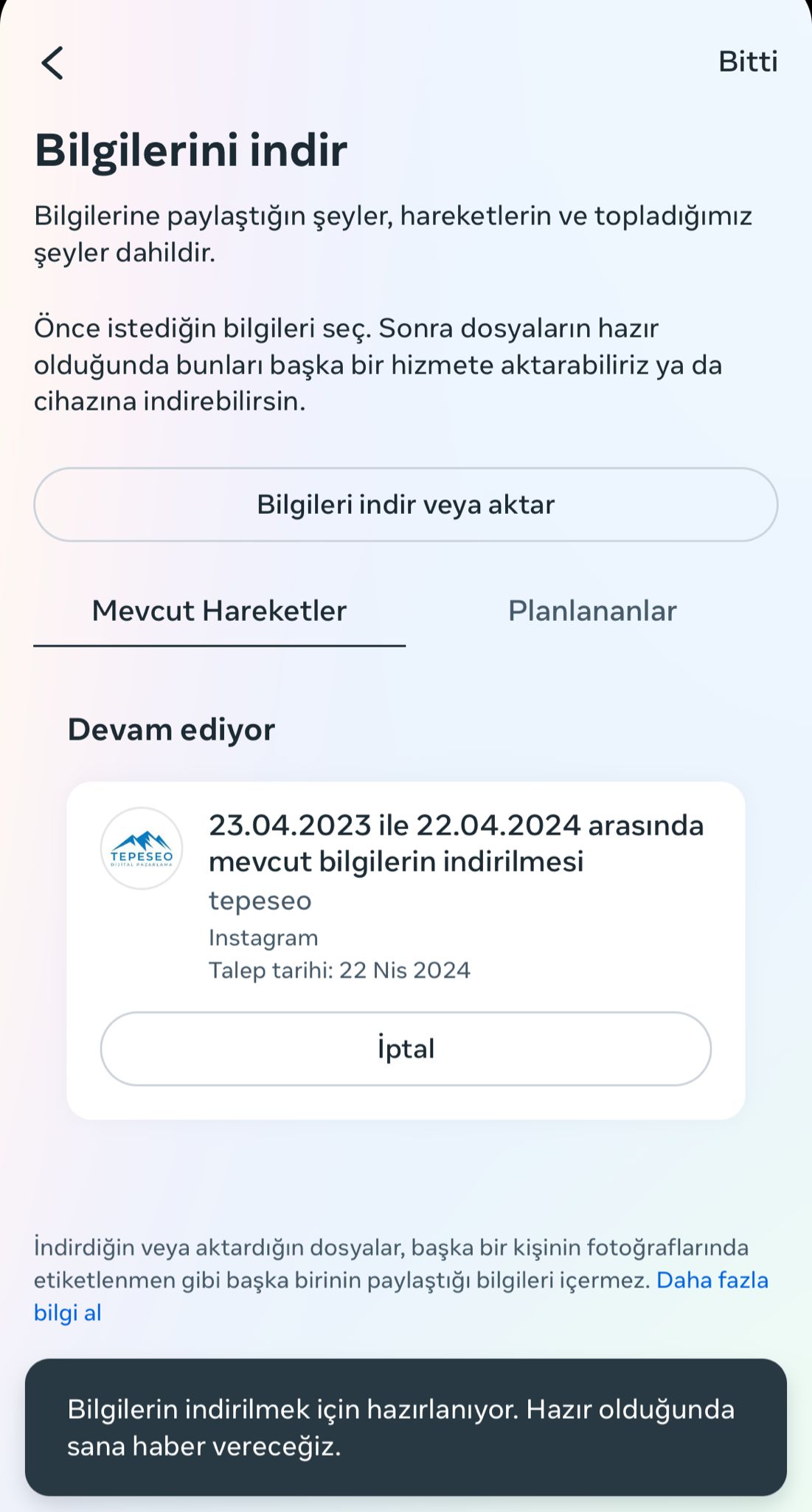 Threads Hesap Bilgilerinin İndirilmesi Süreci